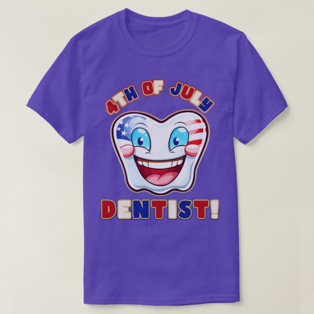 4th of July Dentist Patriotic Kawaii Molar T-Shirt (Design Front)