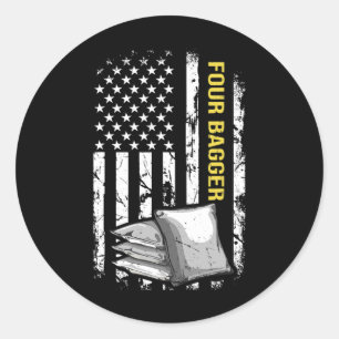 4th Of July Design For A Patriotic Cornhole Player Classic Round Sticker