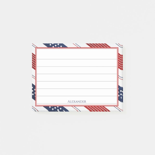  4th of July | Diagonal Stars & Stripes Pattern Post-it Notes (Front)