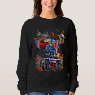 4th Of July Dinosaur Monster Truck Bald Eagle Amer Sweatshirt