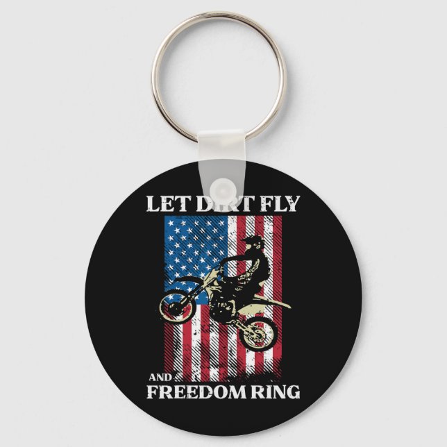 4th Of July Dirt Bike Motocross America Biker Men  Key Ring (Front)
