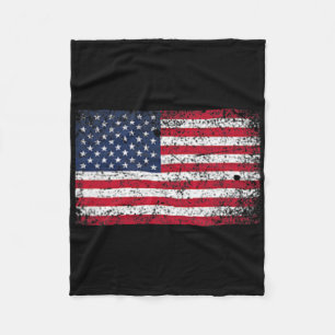 4th Of July Distressed American Usa Flag Pocket Fleece Blanket