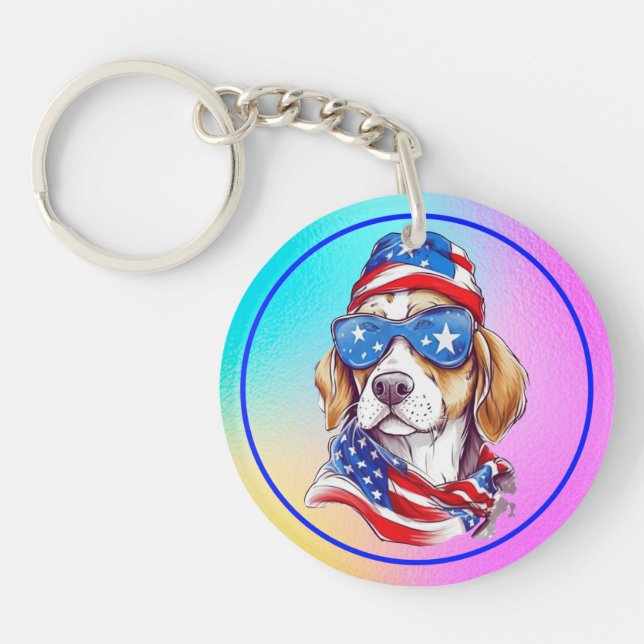 4th Of July Dog Sublimation-66361 Key Ring (Front)