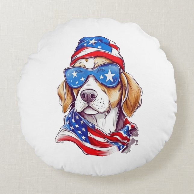 4th Of July Dog Sublimation-66361 Round Cushion (Front)