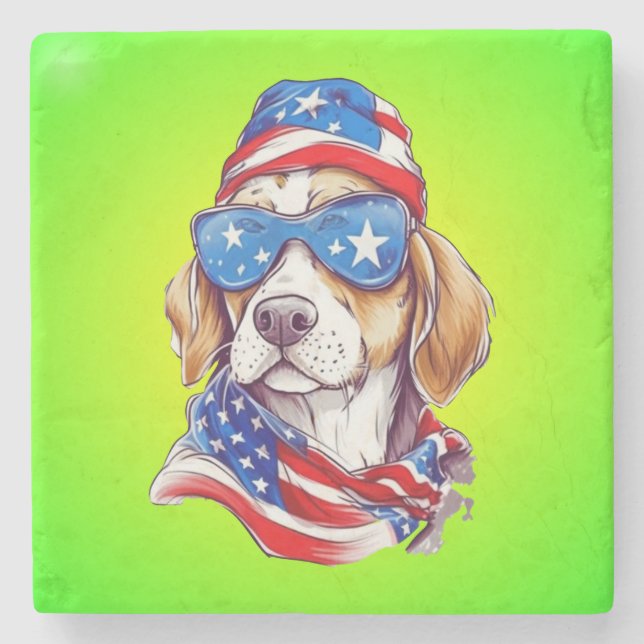 4th Of July Dog Sublimation-66361 Stone Coaster (Front)
