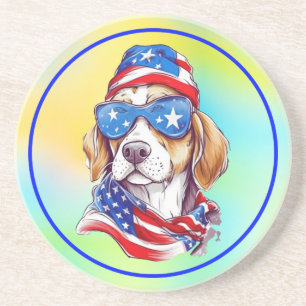 4th Of July Dog Sublimation Coaster