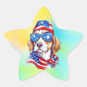 4th Of July Dog Sublimation Star Sticker