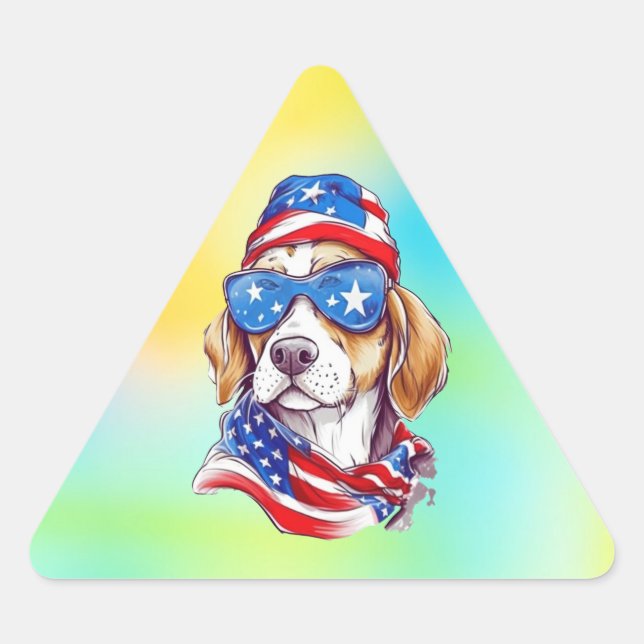 4th Of July Dog Sublimation Triangle Sticker (Front)