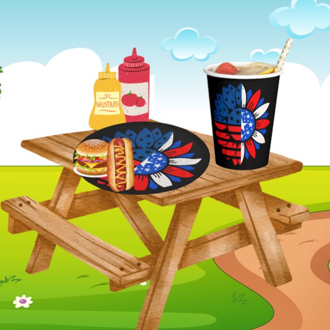 4TH of July Double Flower  Paper Plate (Creator Uploaded)