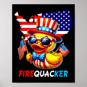 4th Of July Duck Firequacker Patriotic Fourth Of Poster