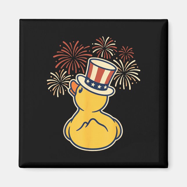 4th of july duck patriotic top hat funny duck magnet (Front)