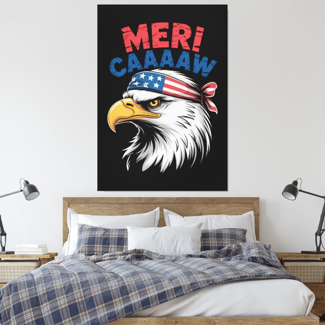 4th Of July Eagle Freedom Patriotic Canvas Print (Insitu(Bedroom))