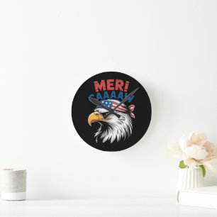 4th Of July Eagle Freedom Patriotic Round Clock