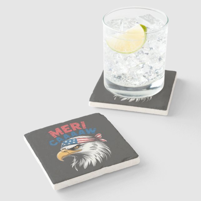 4th Of July Eagle Freedom Patriotic Stone Coaster (Side)