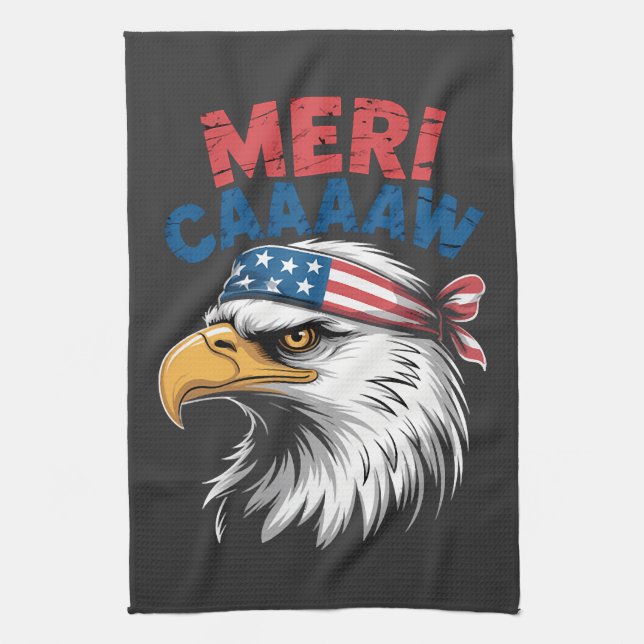 4th Of July Eagle Freedom Patriotic Tea Towel (Vertical)