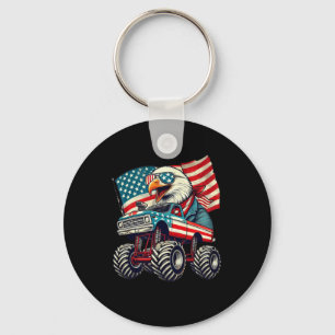 4th Of July Eagle Monster Truck American Flag Usa Key Ring