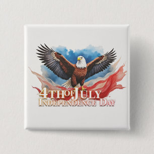 4th of July Eagle – Patriotic Art Design 15 Cm Square Badge