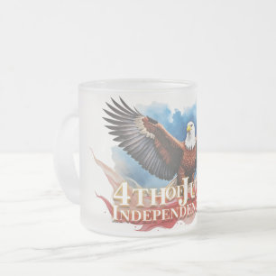 4th of July Eagle – Patriotic Art Design Frosted Glass Coffee Mug