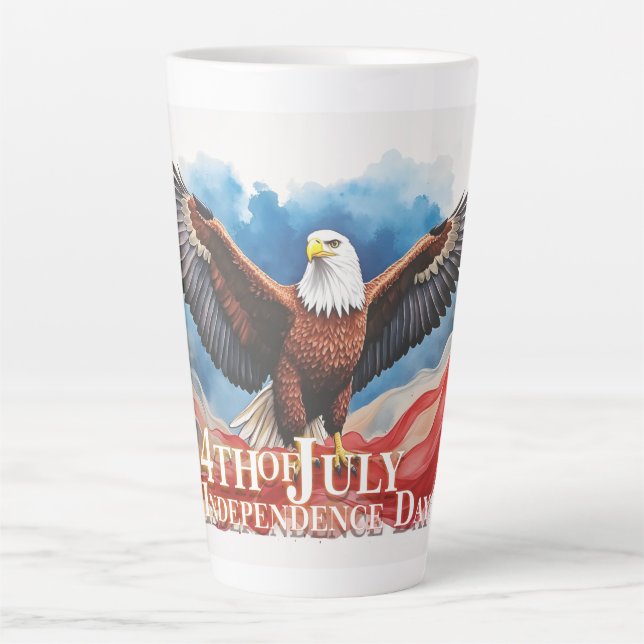 4th of July Eagle – Patriotic Art Design Latte Mug (Front)