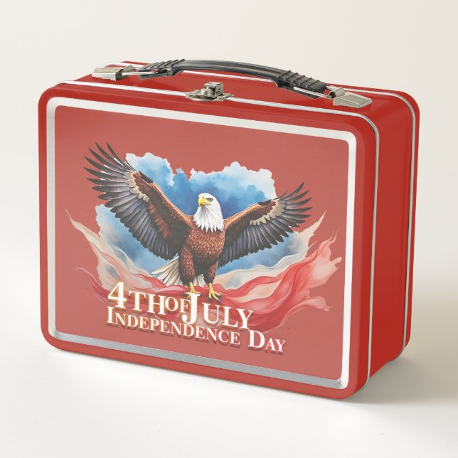 4th of July Eagle – Patriotic Art Design Metal Lunch Box (Front)
