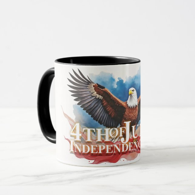 4th of July Eagle – Patriotic Art Design Mug (Front Left)