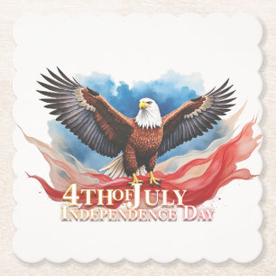 4th of July Eagle – Patriotic Art Design Paper Coaster
