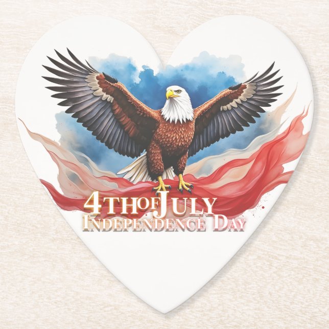 4th of July Eagle – Patriotic Art Design Paper Coaster (Front)