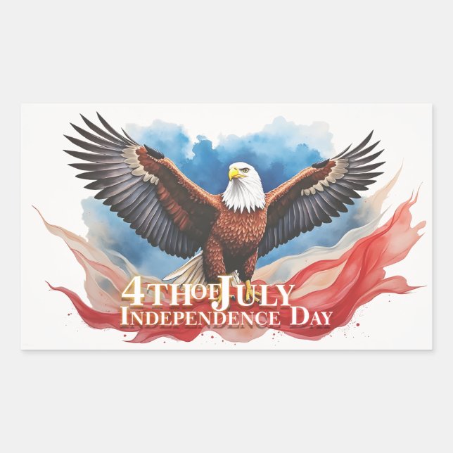 4th of July Eagle – Patriotic Art Design Rectangular Sticker (Front)