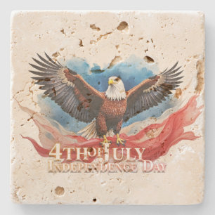 4th of July Eagle – Patriotic Art Design Stone Coaster