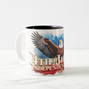4th of July Eagle – Patriotic Art Design Two-Tone Coffee Mug