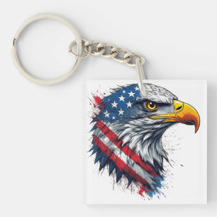 4th of July Eagle Shirt – Patriotic USA Design Key Ring