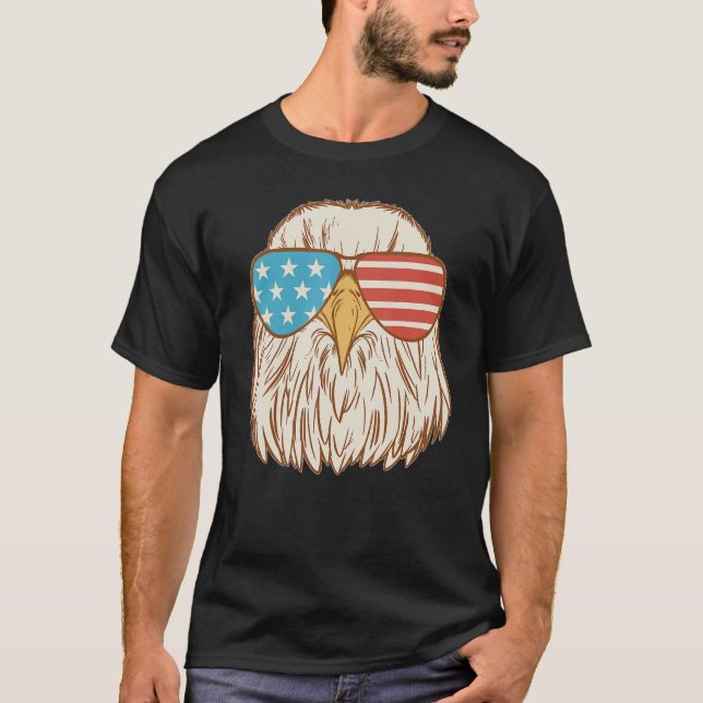 4th Of July Eagle Usa Flag Glasses Men Women Fourt T-Shirt (Front)