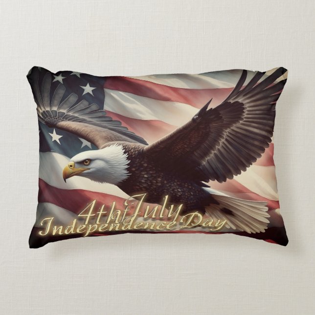 4th of July Eagle with American Flag Decorative Cushion (Front)