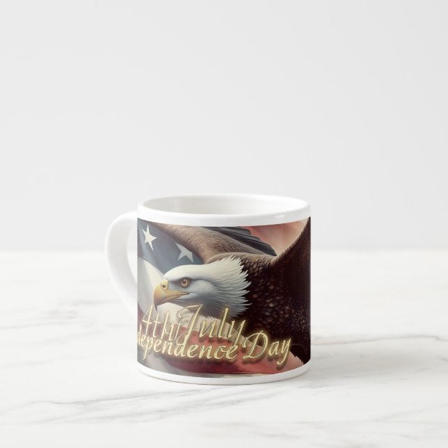 4th of July Eagle with American Flag Espresso Cup (Front Left)