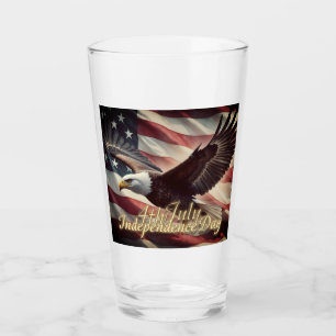 4th of July Eagle with American Flag Glass
