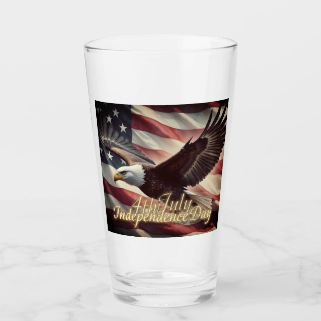 4th of July Eagle with American Flag Glass (Front)