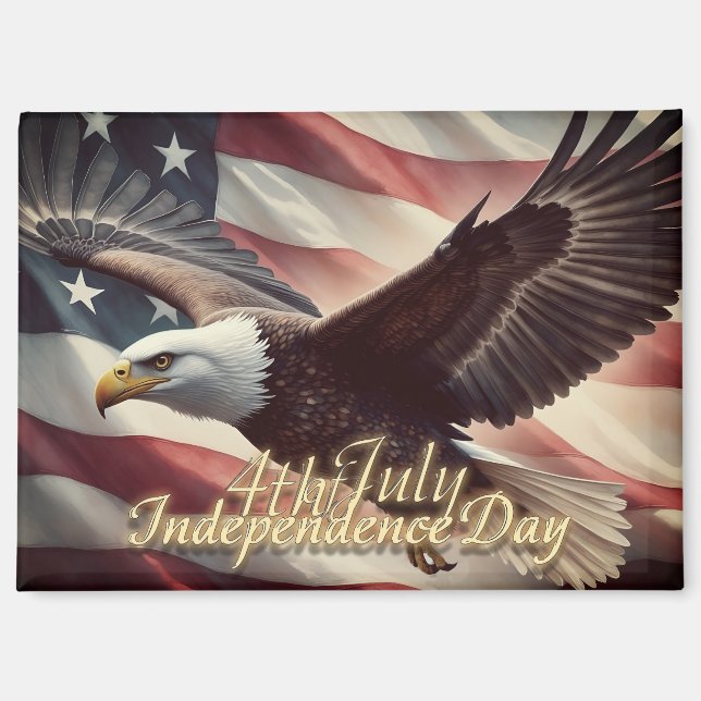4th of July Eagle with American Flag Magnet (Front)