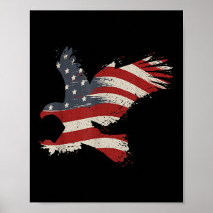 4th Of July Eagle With Usa American Flag Gift Tee  Poster