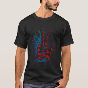 4th Of July Electric Guitar USA Flag Guitarist Roc T-Shirt