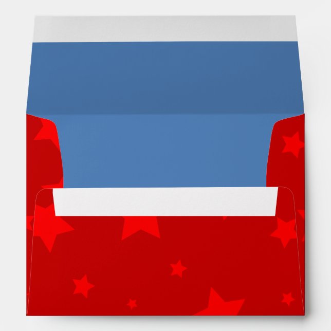 4th of July Envelope A7 Light Red Stars & Blue (Back (Bottom))