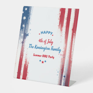 4th of July Family BBQ Party Summer Holiday Pedestal Sign