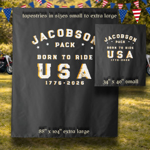 4th Of July Family Born To Ride Pack Customise Tapestry