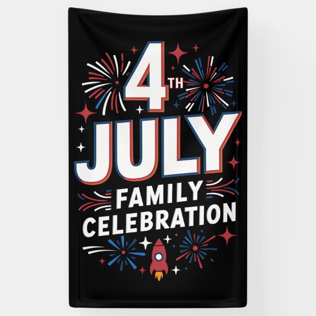 4th of July Family Celebration 2024 Family Group Banner (Vertical)