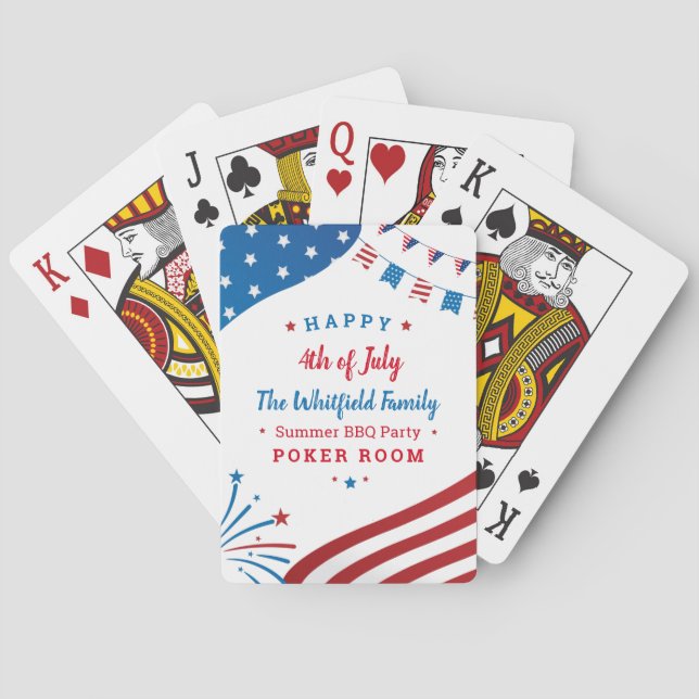 4th of July Family Games Room Red White Blue Playing Cards (Back)