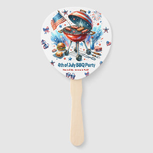 4th of July Family Reunion Bakyard BBq Party Hand Fan
