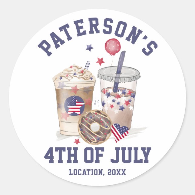 4th Of July Family Reunion Party Independance Day Classic Round Sticker (Front)