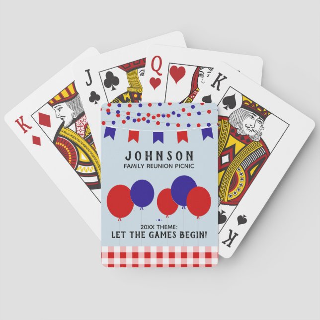 4th of July Family Reunion Red White and Blue Playing Cards (Back)