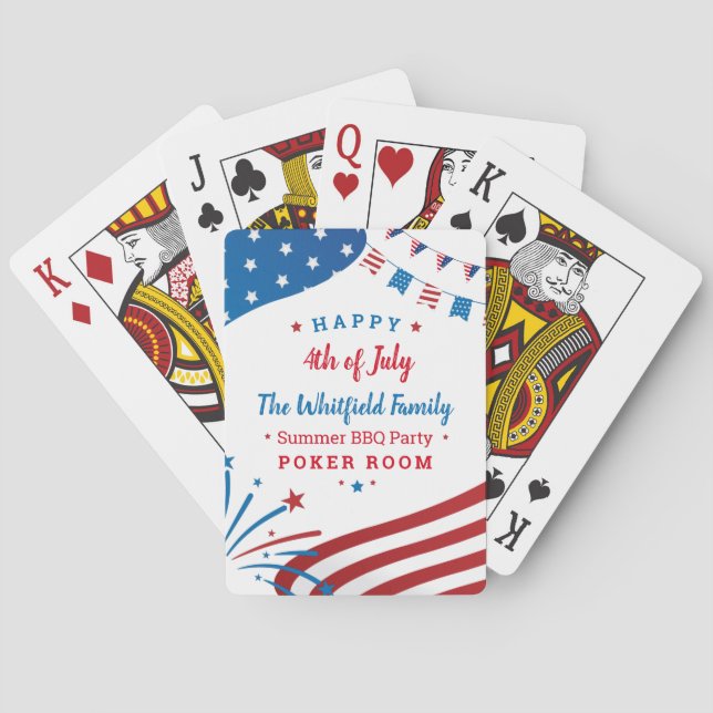4th of July Family Summer BBQ Party Games Room Playing Cards (Back)