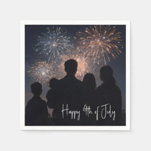 4th of July Family Watching Fireworks Display Napkin