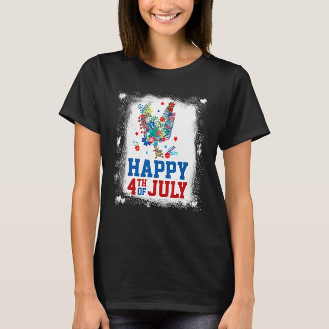 4th Of July Farmer Chicken Flower American Flag Pa T-Shirt (Front)